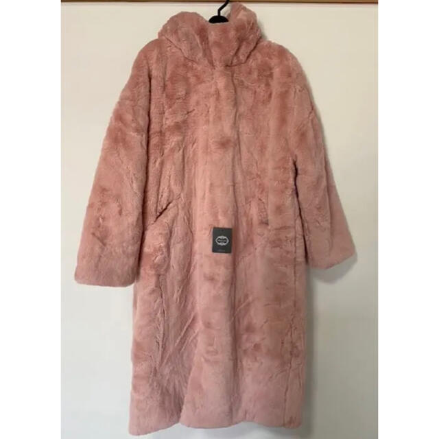 ポアロコート　薄い中綿ロングコート　ふわふわ柔らかい　薄ピンク　Ｌ