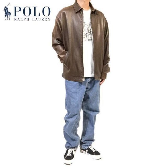 POLO RALPH LAUREN(ポロラルフローレン)の良品 ポロ ラルフローレン ラムレザージャケット シープレザー　US Ｌ メンズのジャケット/アウター(レザージャケット)の商品写真