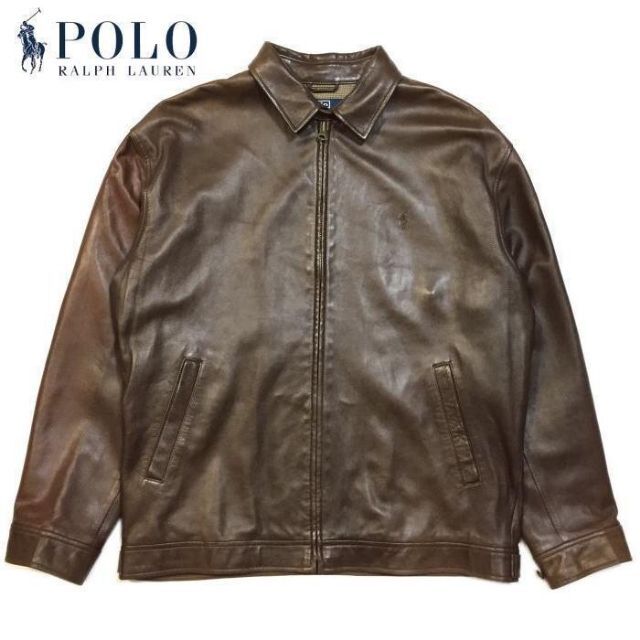 POLO RALPH LAUREN(ポロラルフローレン)の良品 ポロ ラルフローレン ラムレザージャケット シープレザー　US Ｌ メンズのジャケット/アウター(レザージャケット)の商品写真