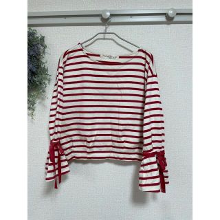 ドットアンドストライプスチャイルドウーマン(Dot&Stripes CHILDWOMAN)の袖リボントップス(カットソー(長袖/七分))