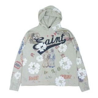 セントマイケル SAINT MICHAEL パーカー 22SS SM-S22-0000-83 未使用品 DENIM TEARS HOODIE デニムティアーズ 総柄 ペイント プルオーバー フーディ マルチカラー系 XL【極上美品】【中古】(パーカー)