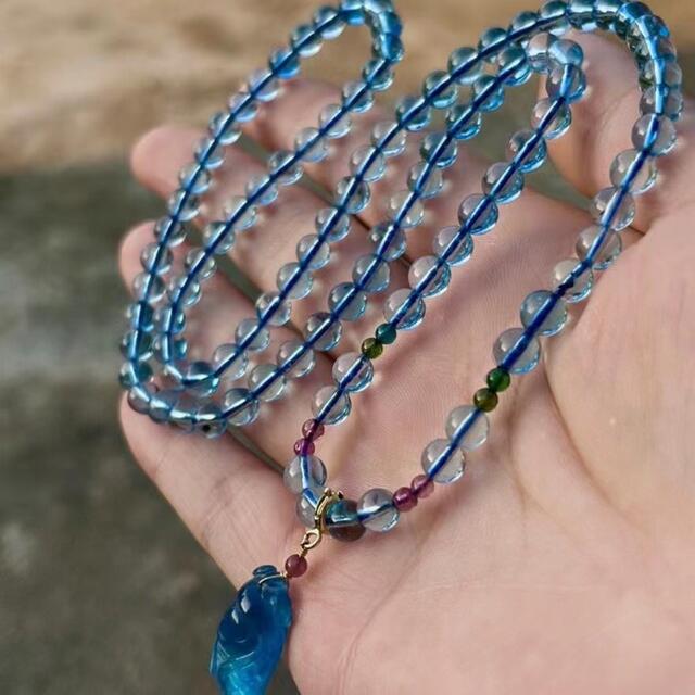 紺×赤 天然 アクアマリン ネックレス 27.8g - 通販 - linnke.com.br