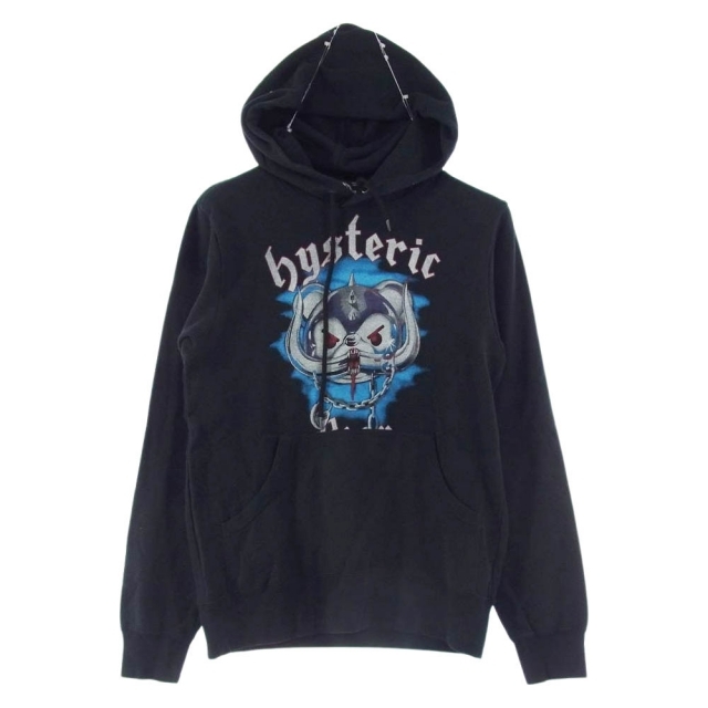 S肩幅HYSTERIC GLAMOUR ヒステリックグラマー パーカー 0263CF20  BEAR HEAD2 ベア ヘッド スウェット パーカー ブラック系 ブルー系 S