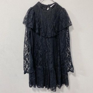 ザラ(ZARA)のZARA ザラ　ブラック　花柄　フリル　総レース　デザイン　ワンピース(ミニワンピース)