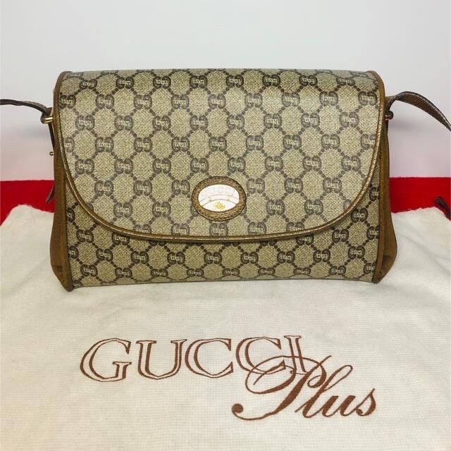 Gucci(グッチ)の【極美品】☆オールドグッチ グッチプラス GG 総柄 レザー ショルダーバッグ  レディースのバッグ(ショルダーバッグ)の商品写真