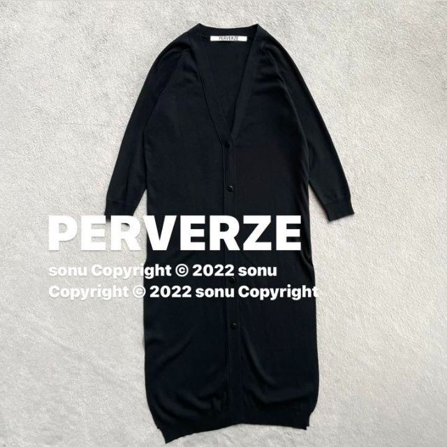 PERVERZE パーバーズ ロング スリット カーディガン F ブラック