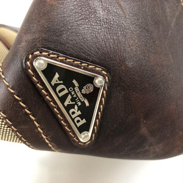 PRADA - PRADA プラダ ロゴジャガード トートバッグ キャンバス レザー