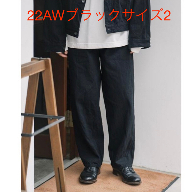 COMOLI(コモリ)のコモリ　22AW ベルテッドデニム　サイズ2 ブラック メンズのパンツ(デニム/ジーンズ)の商品写真