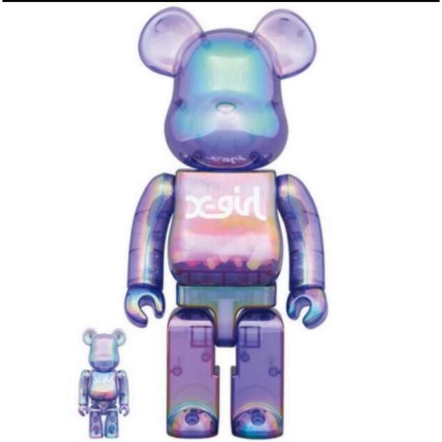 BE@RBRICK X-girl CLEAR PURPLE 100% 400%ベアブリック