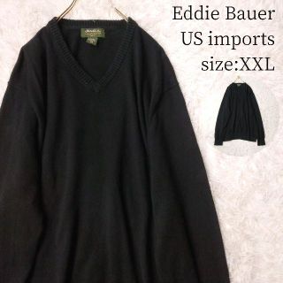 エディーバウアー(Eddie Bauer)のUS輸入古着 Eddie Bauer Vネックニット カシミヤ混ウール XXL(ニット/セーター)