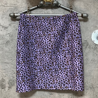 豹柄 タイトスカート Y2K ギャル 紫 パープル レオパード スリット 派手(ひざ丈スカート)