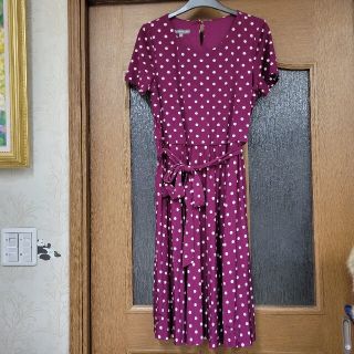 ローラアシュレイ(LAURA ASHLEY)のローラアシュレイ LAURA ASHLEY 12号 13号 ドット(ひざ丈ワンピース)