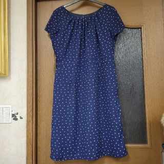 ローラアシュレイ(LAURA ASHLEY)のローラアシュレイ LAURA ASHLEY ドット ワンピース 14号 ネイビー(ひざ丈ワンピース)