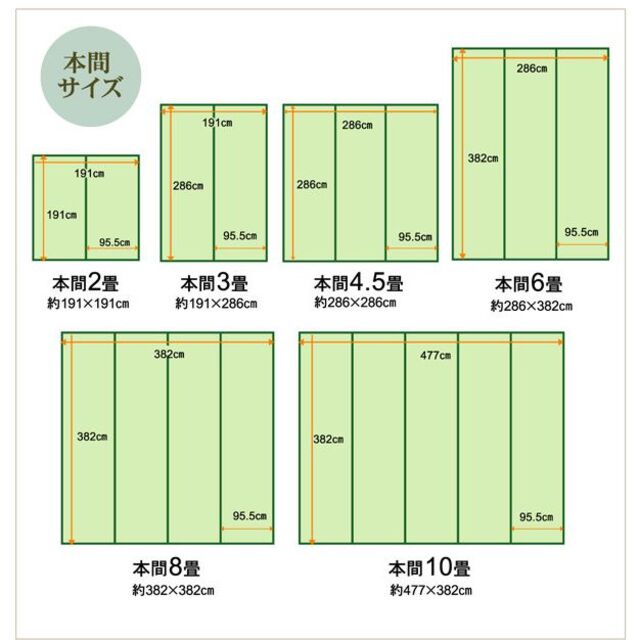 日本製 洗えるPPカーペット グリーン本間3畳 約191×286cm 7