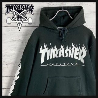 スラッシャー(THRASHER)の【定番デザイン】 スラッシャー ファイヤーパターン ロゴプリント入りパーカー(パーカー)