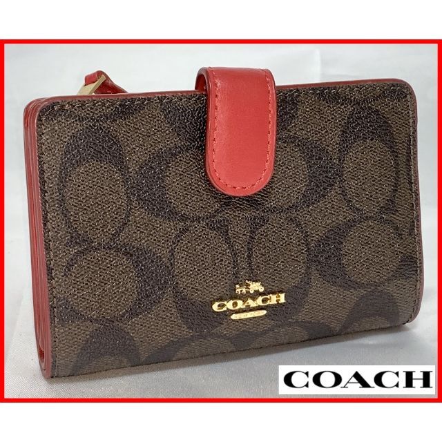 美品 COACH コーチ ２つ折り 財布 シグネチャー ウォレット 36-1