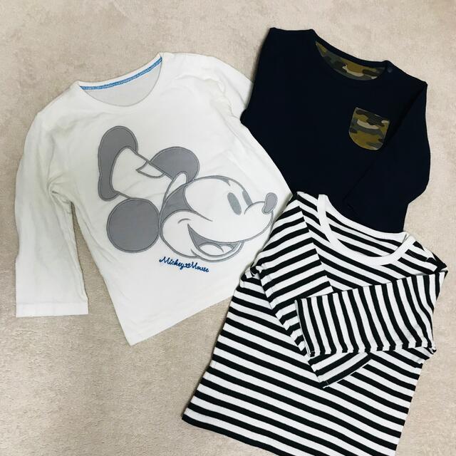 UNIQLO(ユニクロ)のユニクロ　長袖Tシャツ　3点セット　80㎝　ミッキー キッズ/ベビー/マタニティのベビー服(~85cm)(Ｔシャツ)の商品写真