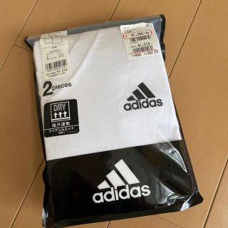 アディダス(adidas)の新品 160 adidas キッズインナー VネックTシャツ 綿混 2枚組 白(下着)