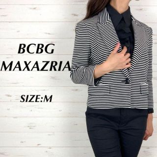 ビーシービージーマックスアズリア(BCBGMAXAZRIA)のBCBGMAXAZRIA ショート丈 ストライプ 七分袖 テーラードジャケット(テーラードジャケット)