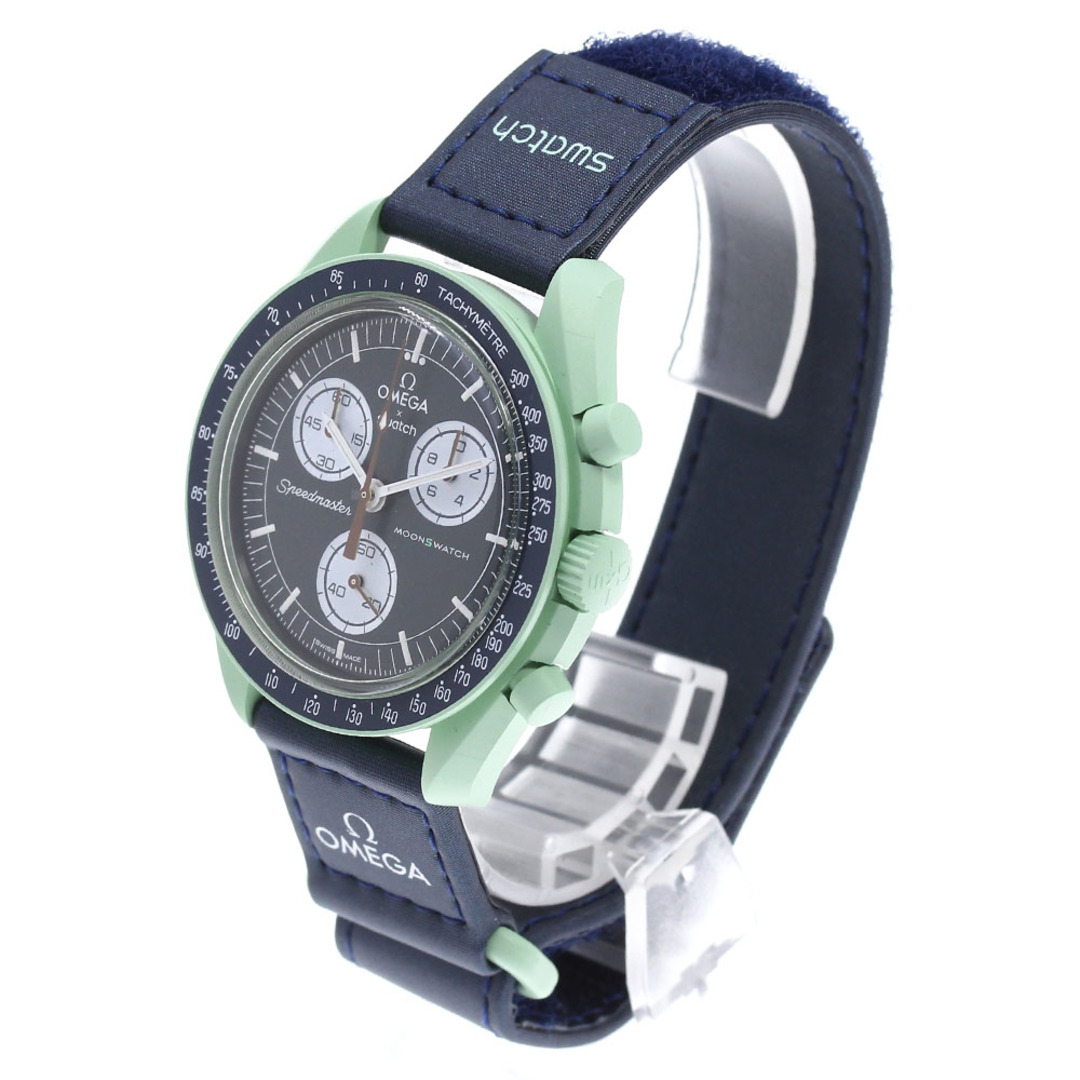 ☆極美品★箱・保証書付き【Swatch】スウォッチ OMEGA×Swatch MISSION ON EARTH SO33G100 クォーツ メンズ_709348【ev20】