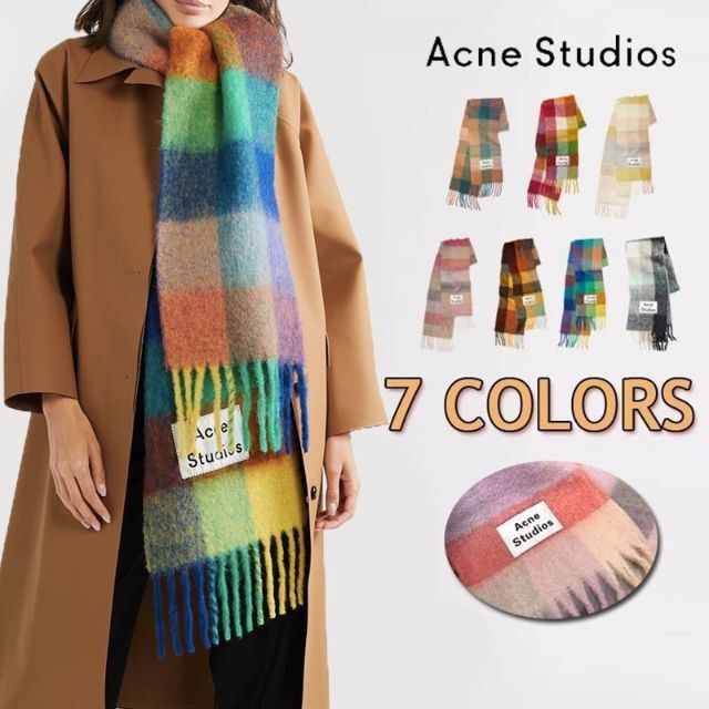 Acne Studios アクネ ストゥディオズ チェックマフラー大判Yello hosoho.jp