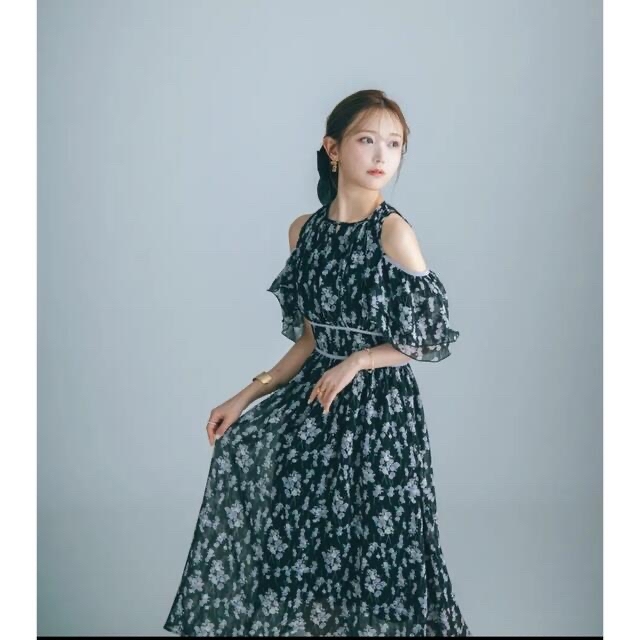 Crayme,  3way Sleeve Flower Dress blackレディース