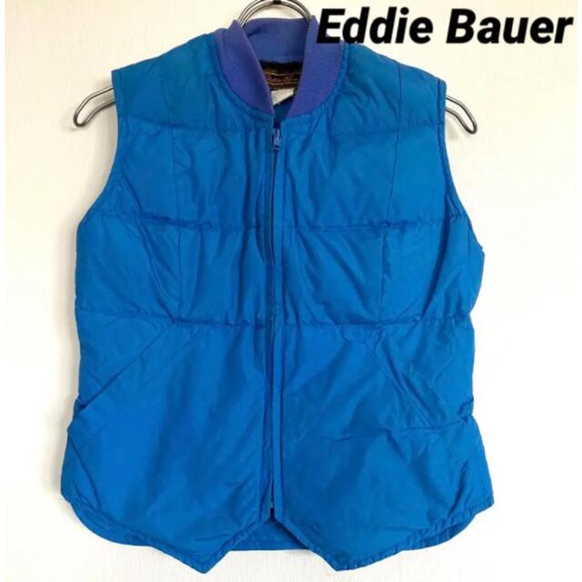 Eddie Bauer(エディーバウアー)のEddie Bauer ダウンベスト　ブルー　黒タグ　ヴィンテージ　古着　男の子 レディースのジャケット/アウター(ダウンジャケット)の商品写真