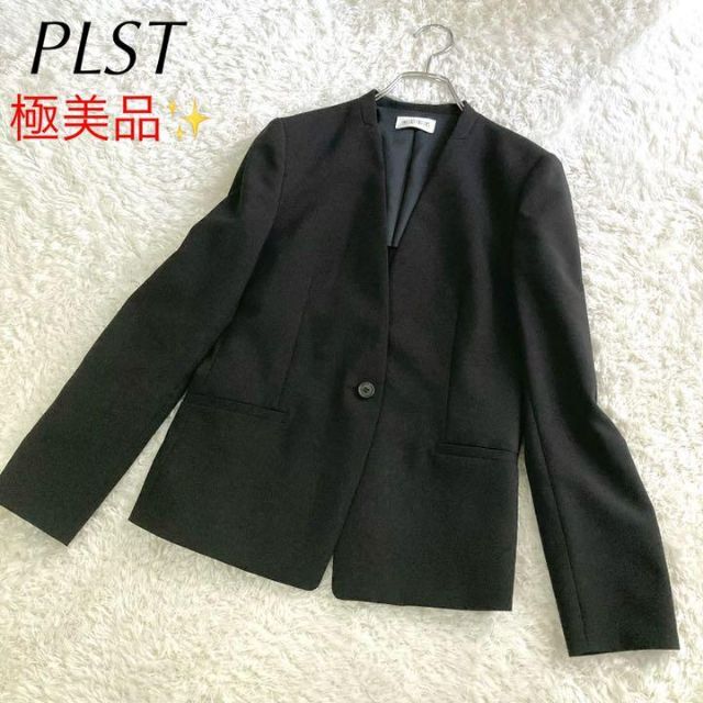 PLST(プラステ)の【美品】プラステ ジャケット ノーカラー 黒 PLST テーラード レディースのジャケット/アウター(テーラードジャケット)の商品写真