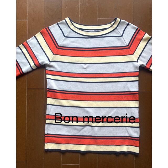 Bon mercerie(ボンメルスリー)の半袖ボーダーセーター レディースのトップス(ニット/セーター)の商品写真