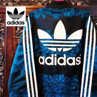 adidas - アディダス オリジナルス ジャージ ジャケット 青 花柄 adidas - アディダス オリジナルス ジャージ ジャケット 青 花柄
