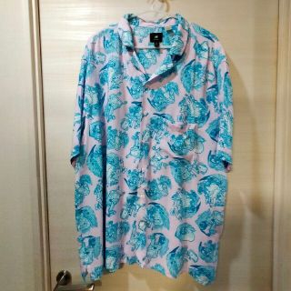 エイチアンドエム(H&M)のBF【H＆M】スポンジボブ コラボ オープンカラー半袖シャツ メンズ XL(シャツ)