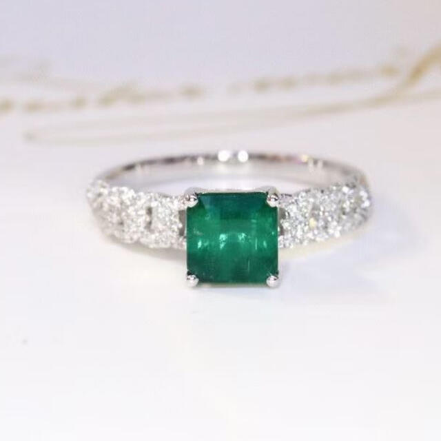 海外ブランド 天然 エメラルド ダイヤ リング1.1ct k18 f リング(指輪