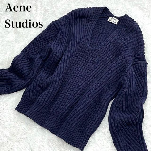 【美品】Acne Studios コットン　セーター　ネイビー　Ｖネック　ニット