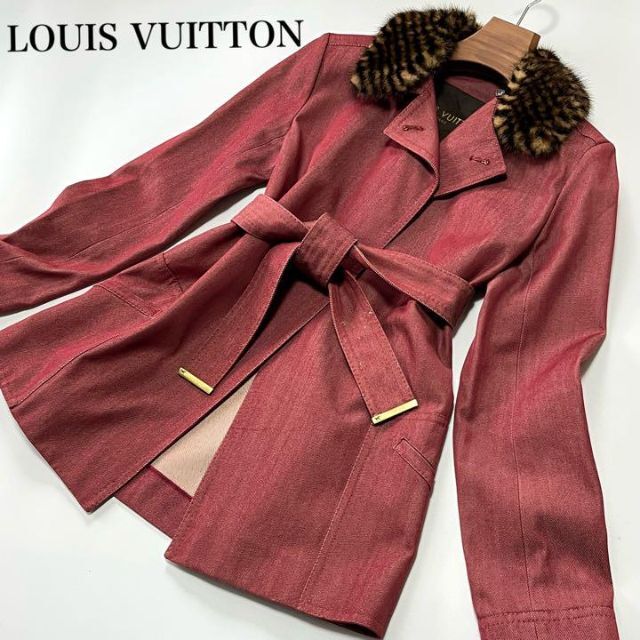 【美品】Louis Vuitton ウール混　デニムジャケット　ダミエ柄　ミンク