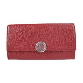 ブルガリ(BVLGARI)のBVLGARI ブルガリ ブルガリブルガリ  二つ折り財布 33889 グレインカーフレザー   レッド シルバー金具  ロゴクリップ 長財布 【本物保証】(財布)