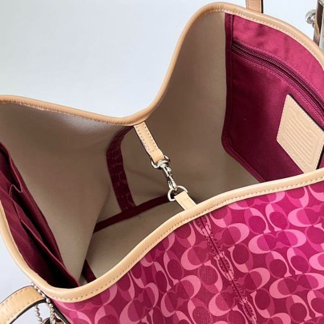 COACH - 【極美品】COACH トートバッグ ピンク 2way シグネチャー PVC