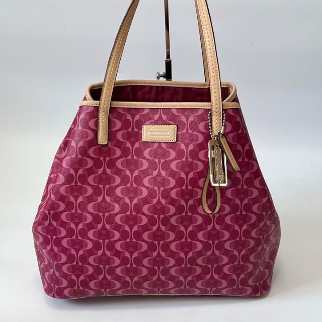 COACH - 【極美品】COACH トートバッグ ピンク 2way シグネチャー PVC