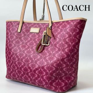 極美品☆COACH コーチ C8632 ウィロウ トート24 シグネチャー クロコ型押し レザー 2WAY ショルダーバッグ/トートバッグ ピンク 保存袋付き