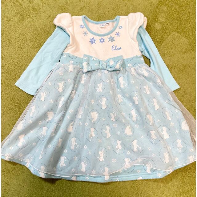 アナ雪　エルサ　ワンピース　裏起毛　100 キッズ/ベビー/マタニティのキッズ服女の子用(90cm~)(ワンピース)の商品写真