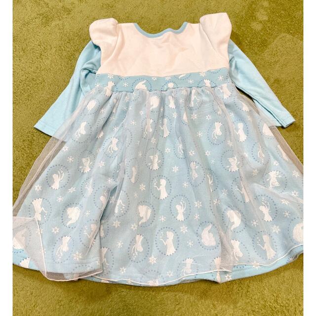 アナ雪　エルサ　ワンピース　裏起毛　100 キッズ/ベビー/マタニティのキッズ服女の子用(90cm~)(ワンピース)の商品写真