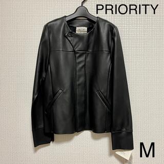 【新品未使用】 PRIORITY フェイクレザージャケット ブラック 黒(ライダースジャケット)