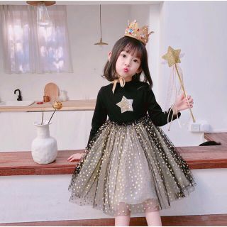 90cm ☆100%コットンワンピースキッズドレスプリンセス(ワンピース)