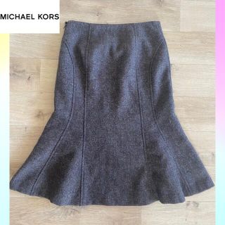 マイケルコース(Michael Kors)のマイケルコース　ブラウン　ツイード　マーメイドスカート　サイズ2(ひざ丈スカート)