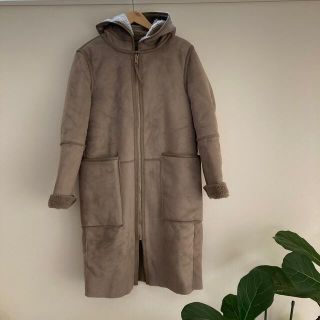 ザラ(ZARA)の美品xsサイズZaraザラリバーシブルフードコートフェイクレザー×ボア(ロングコート)