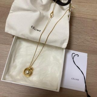 【CELINE】真鍮＆グラスパール　ロングネックレス