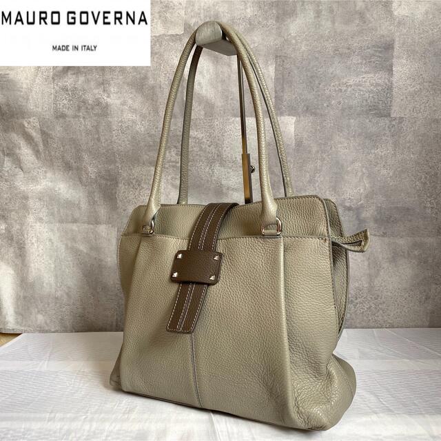 売れ筋新商品 MAURO GOVERNA シュリンク型 白 ゴールド金具 トート