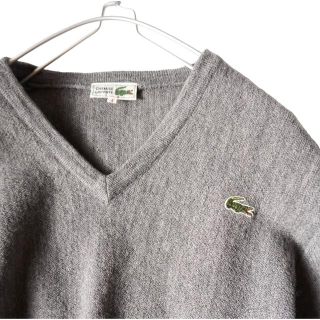 ラコステ(LACOSTE)の【希少】90s ラコステ ニット 高級ウール グレー Lサイズ(ニット/セーター)