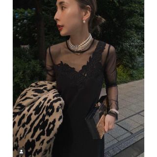 AmeriVINTAGE シースルードレス ボルドー レース素材 レイヤード