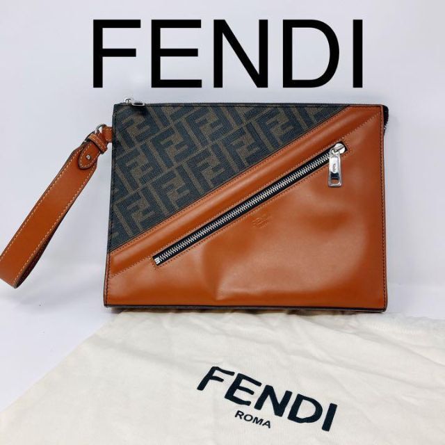 超美品の - FENDI フェンディ クラッチバッグ ズッカ 7VA491 セカンド