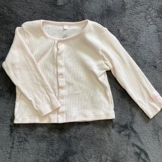 プチバトー(PETIT BATEAU)の美品　プチバトー　クルーネックカーディガン　オーガニックコットン　74 12m(カーディガン/ボレロ)